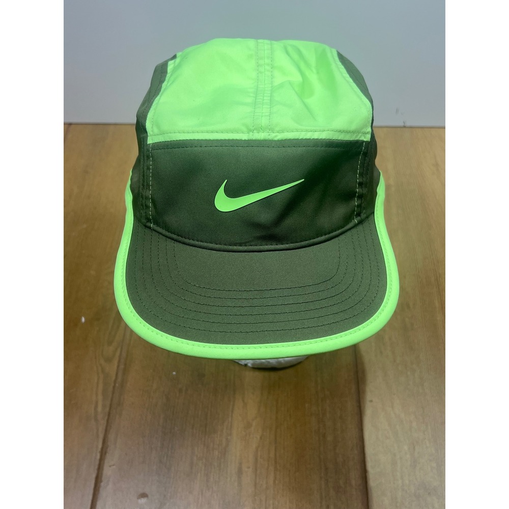 Nike Dri-FIT Fly Cap 5-Panel Running Hat Olive Neon Lime FB5624-337 L/XL